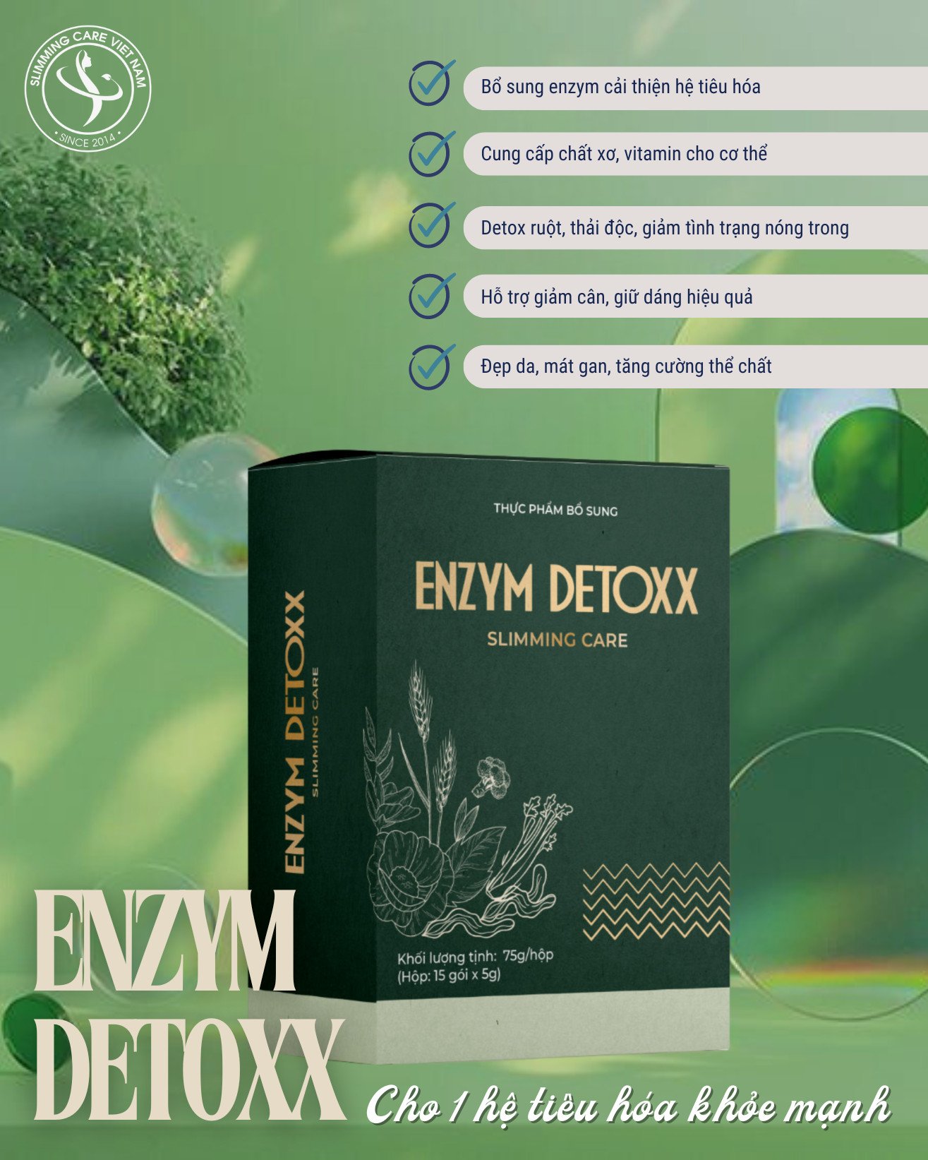 Enzym Detox Slimming Care- Hộp 15 gói