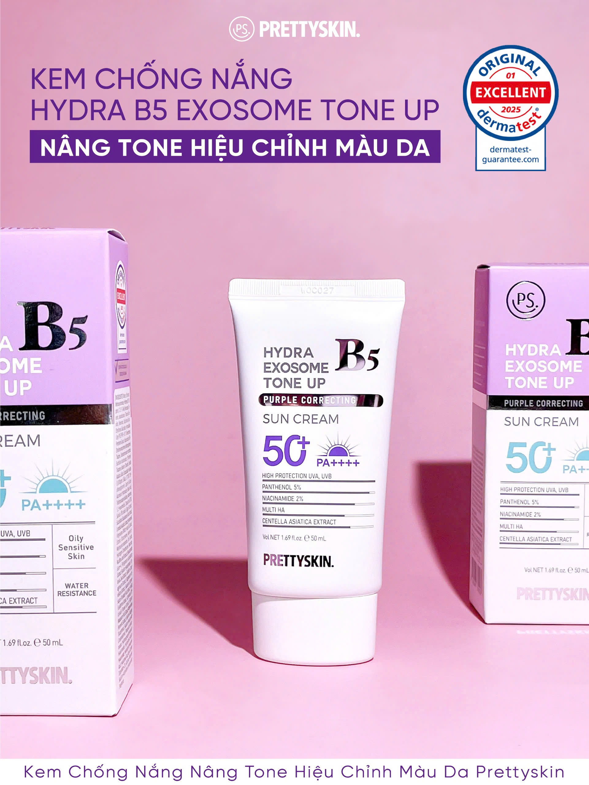 Kem Chống Nắng Pretty Skin Hydra B5 Exosome 50ml – Nâng Tông Tự Nhiên, Dưỡng Ẩm & Chống Nắng Hiệu Quả