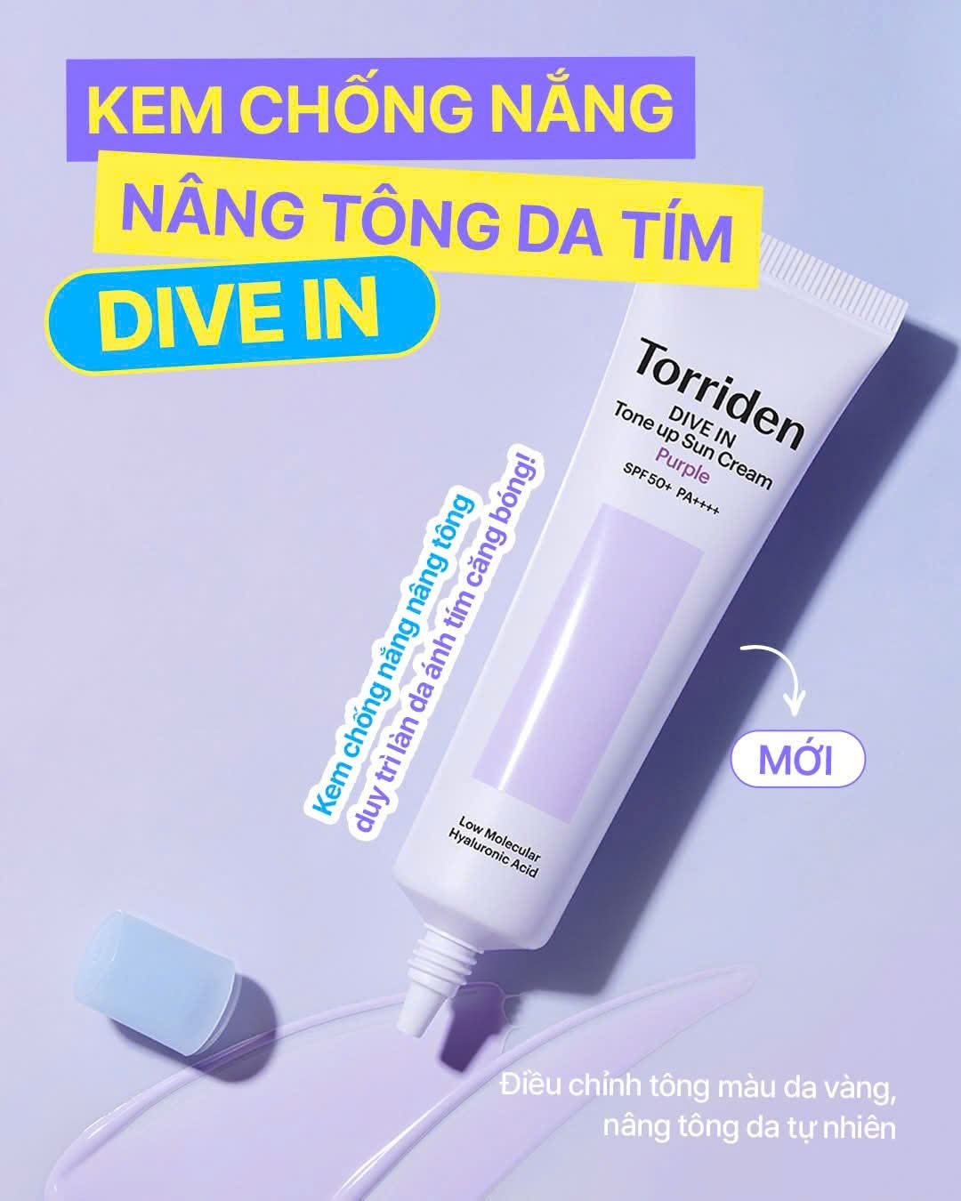 Kem Chống Nắng Torriden Nâng Tông Dive In Tone Up Sun Cream Purple SPF50+ PA++++