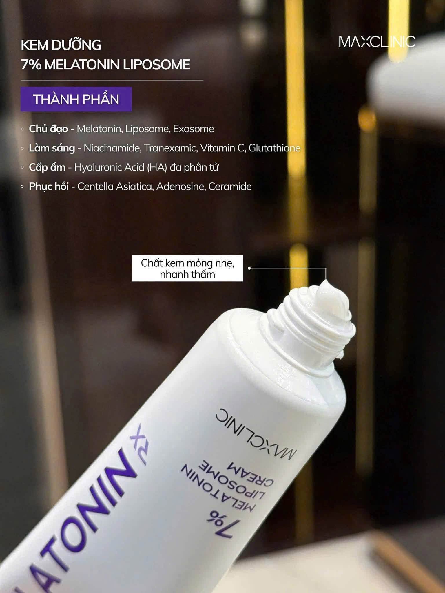 Kem Dưỡng 7% Melatonin Liposome Maxclinic