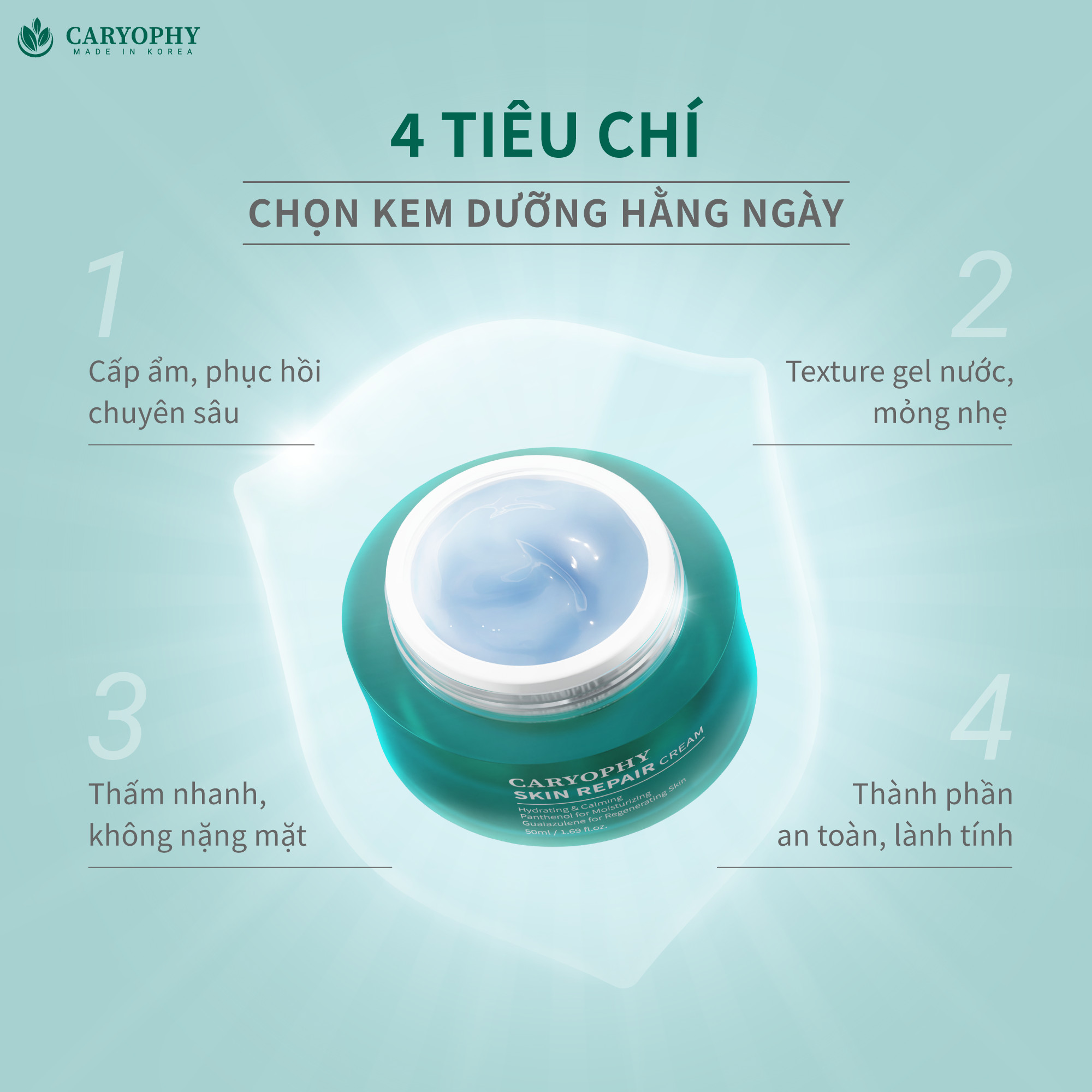 Kem Dưỡng Caryophy Cấp Ẩm Và Phục Hồi Da 50ml Skin Repair Cream