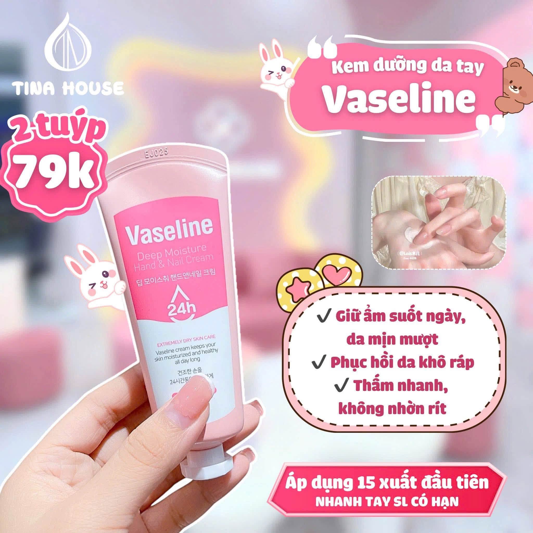 Kem Dưỡng Da Tay Và Móng Vaseline Deep Moisture Hand & Nail Cream 60ml Cấp Ẩm 24h