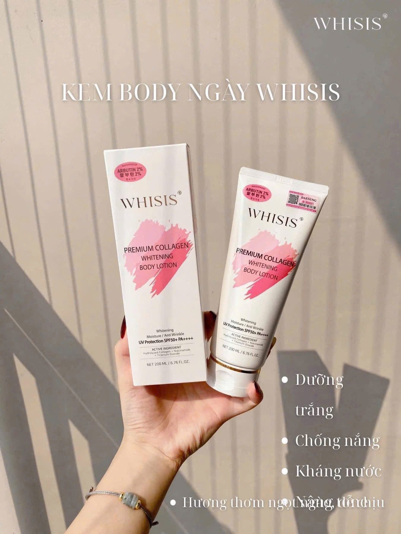 Kem Dưỡng Thể Trắng Da Nâng Tone WHISIS Premium Collagen
