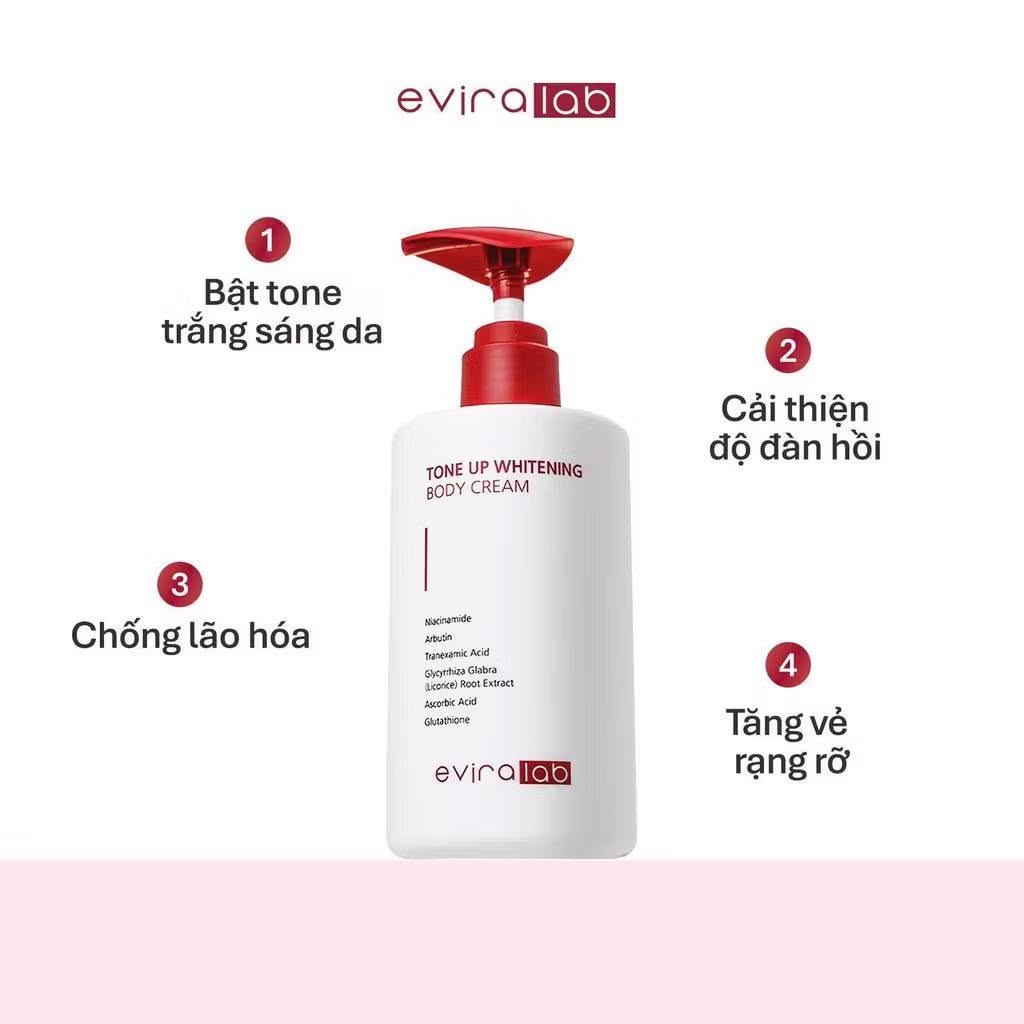 Kem Dưỡng Trắng Toàn Thân EVIRALAB TONE UP WHITENING BODY CREAM Nâng Tone Mờ Thâm Sinh Học 300ml