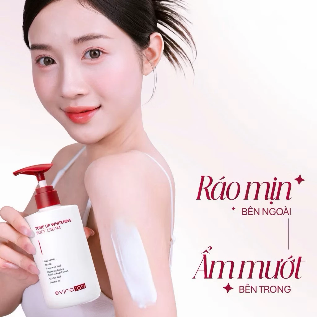 Kem Dưỡng Trắng Toàn Thân EVIRALAB TONE UP WHITENING BODY CREAM Nâng Tone Mờ Thâm Sinh Học 300ml