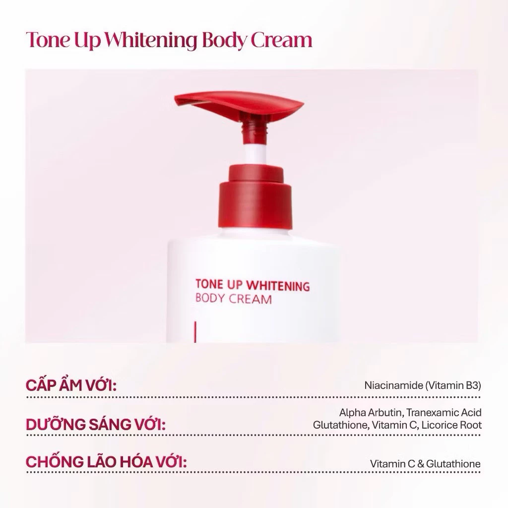 Kem Dưỡng Trắng Toàn Thân EVIRALAB TONE UP WHITENING BODY CREAM Nâng Tone Mờ Thâm Sinh Học 300ml