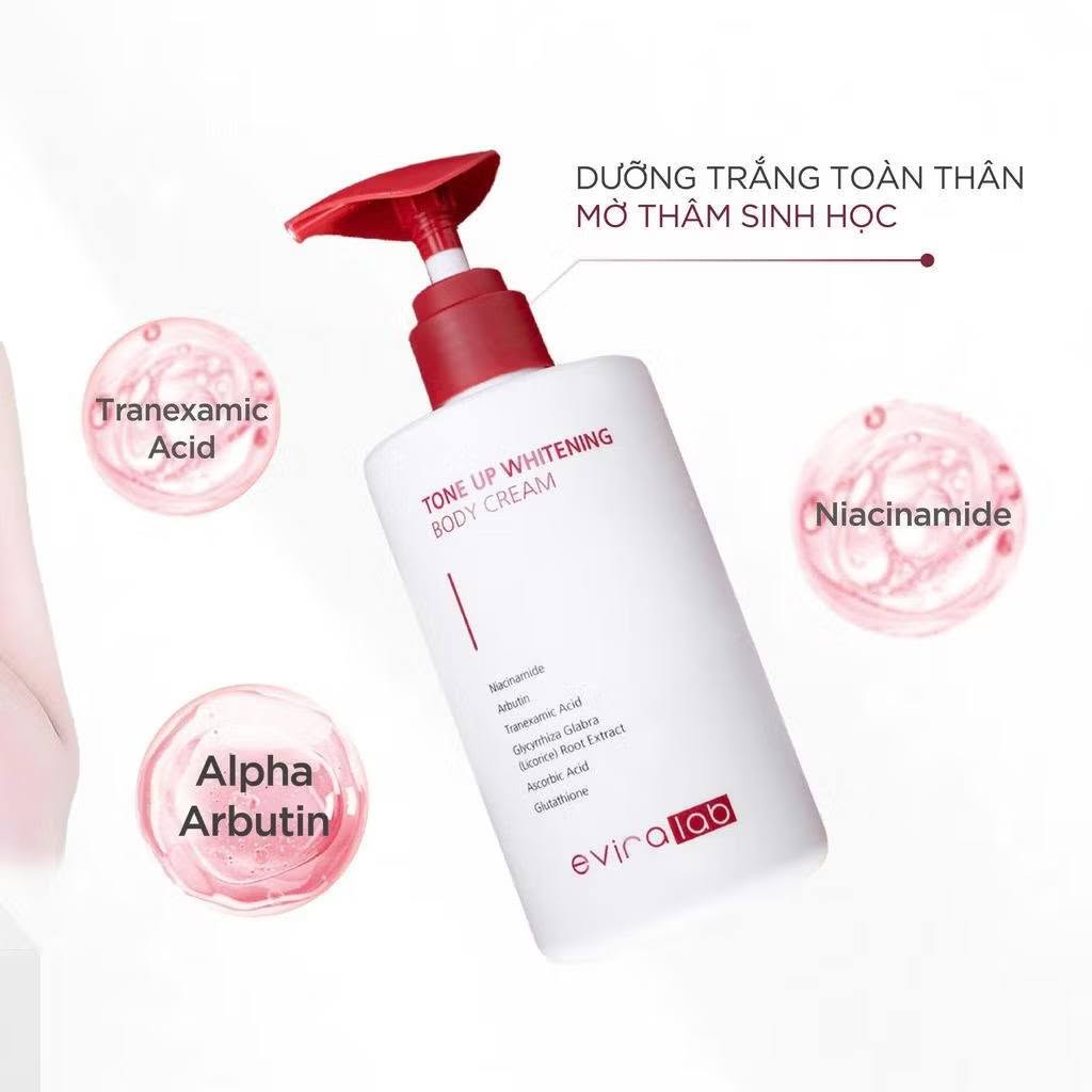 Kem Dưỡng Trắng Toàn Thân EVIRALAB TONE UP WHITENING BODY CREAM Nâng Tone Mờ Thâm Sinh Học 300ml