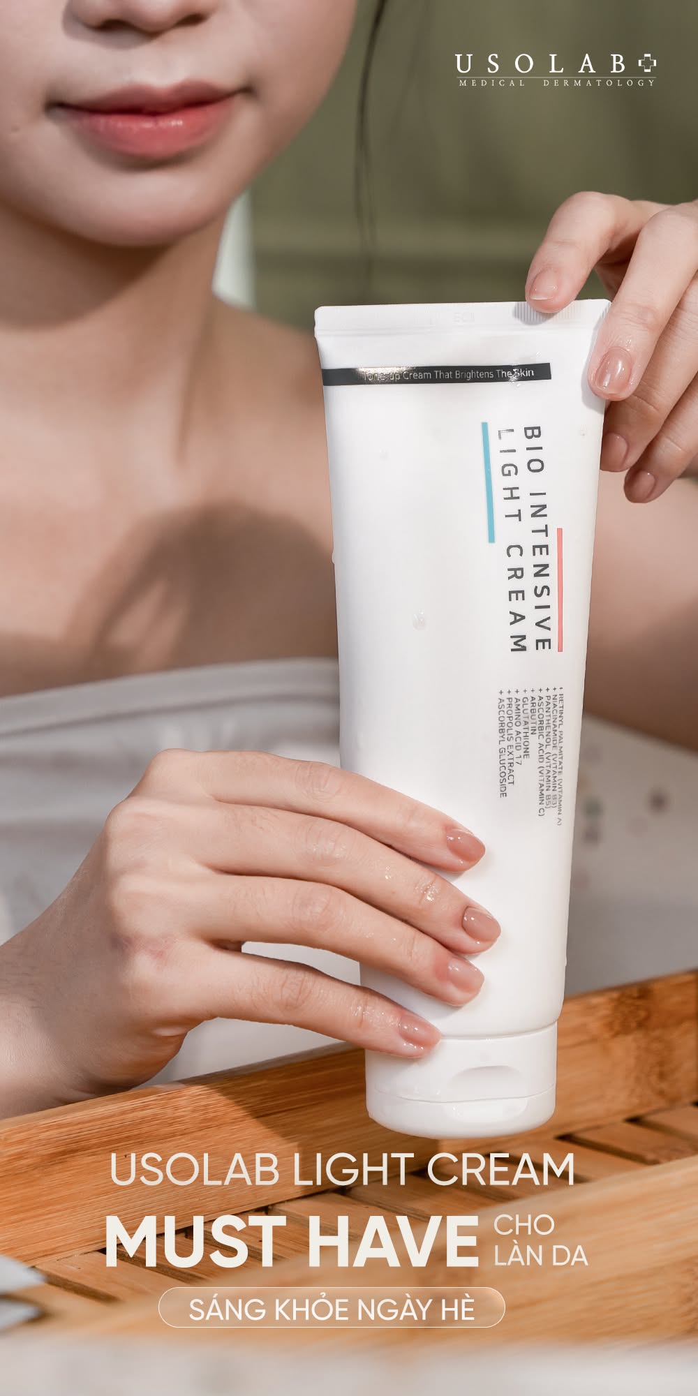Kem body trắng da USOLAB Bio Intensive Light Cream 250ml - Giúp dưỡng trắng da body, nâng tone và làm sáng da body