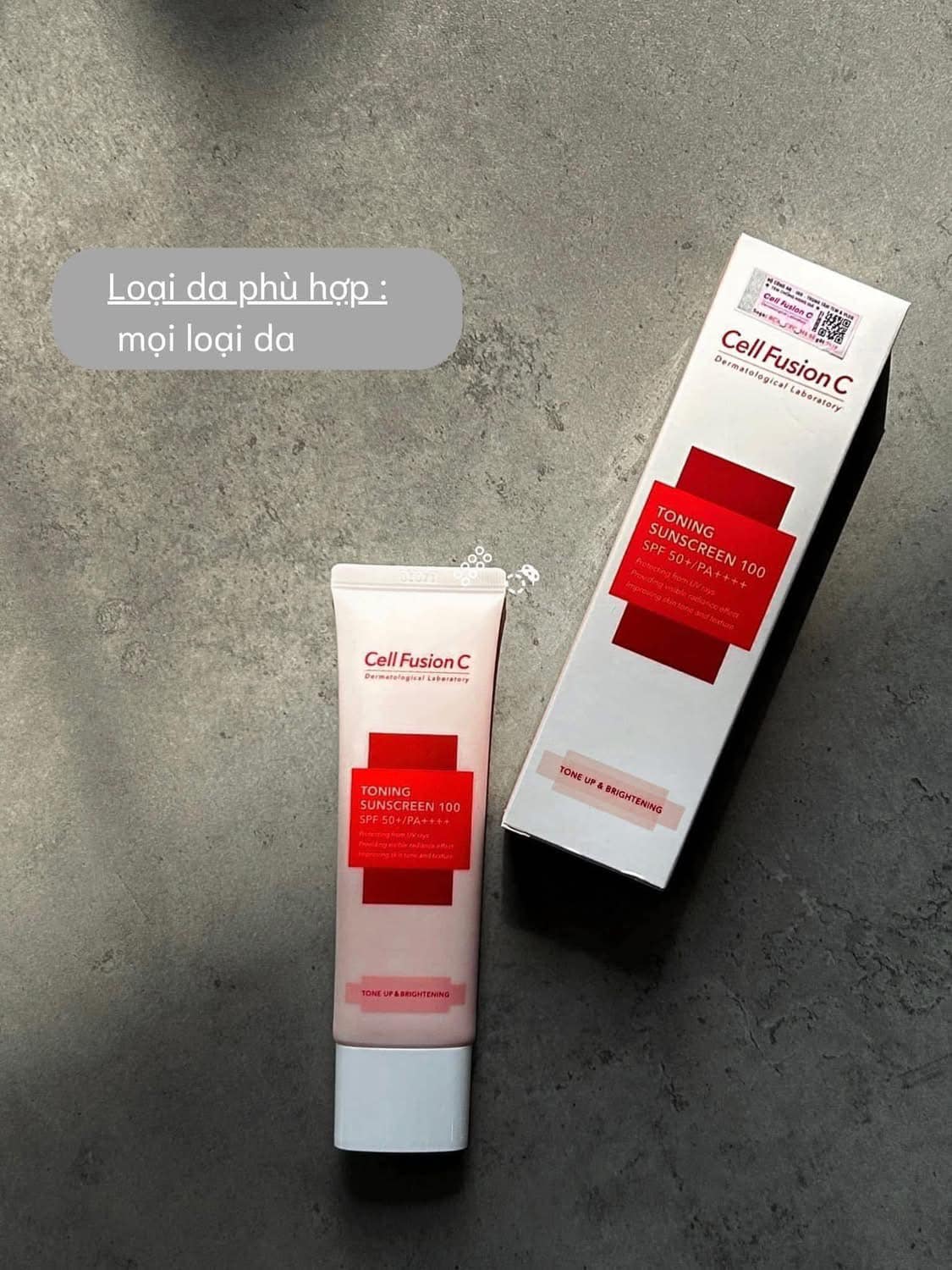 Kem chống nắng Cell Fusion C Toning Sunscreen 100 SPF50+/PA+++ 50ml ( màu hồng - nâng tông da trắng hồng )