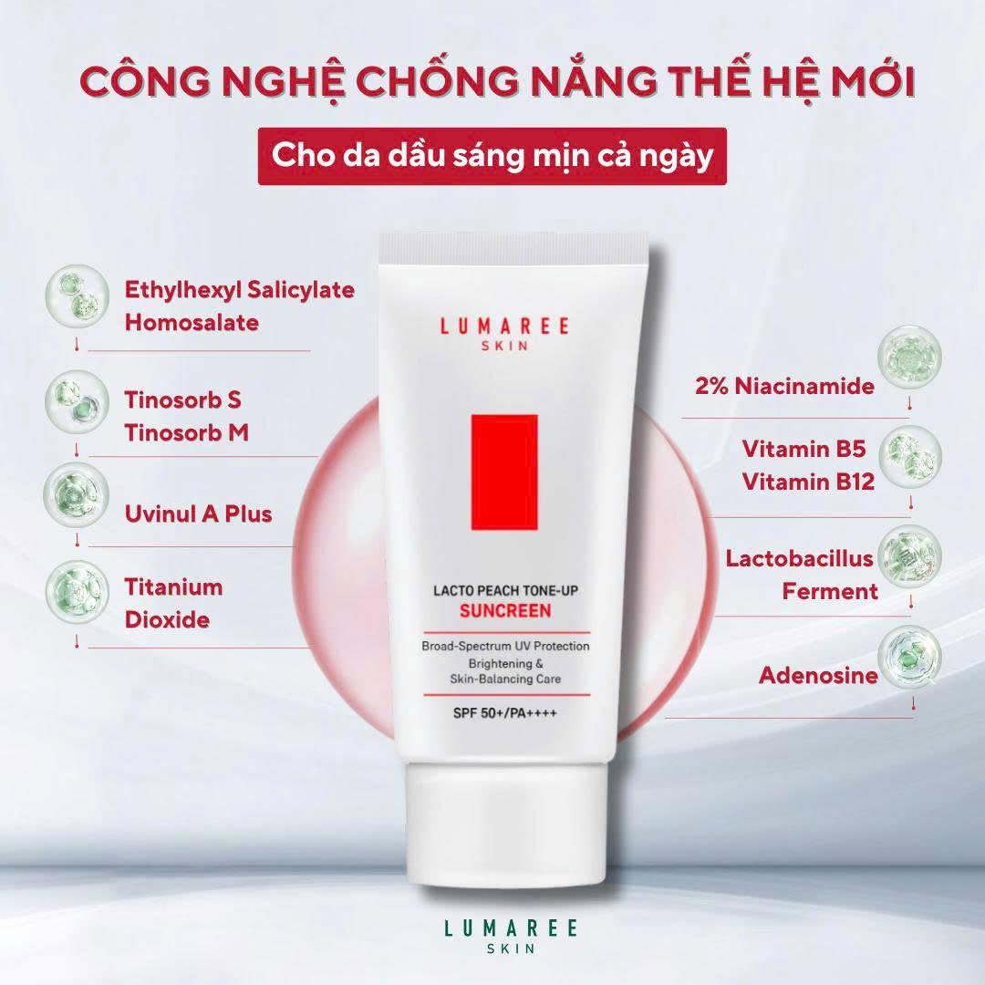 Kem Chống Nắng Dưỡng Sáng Lumaree Lacto Peach Tone-Up Suncreen 50ml