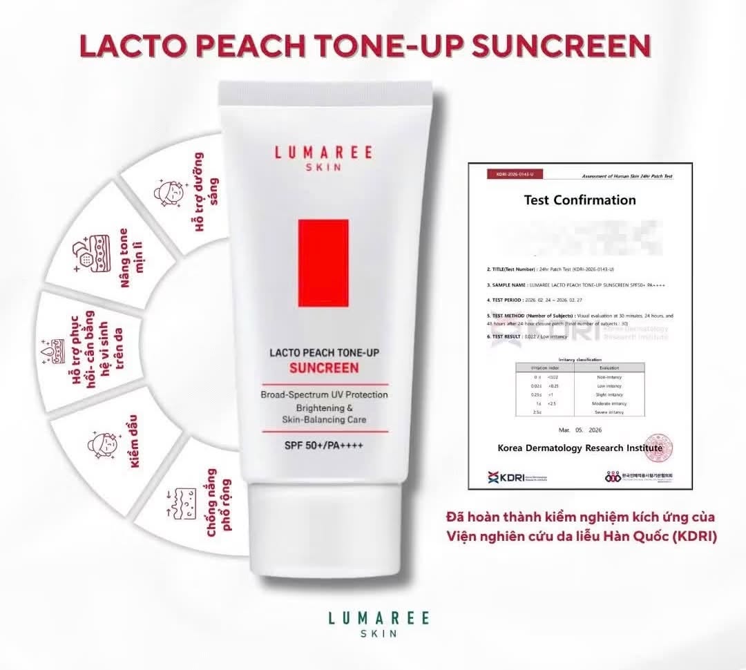 Kem Chống Nắng Dưỡng Sáng Lumaree Lacto Peach Tone-Up Suncreen 50ml