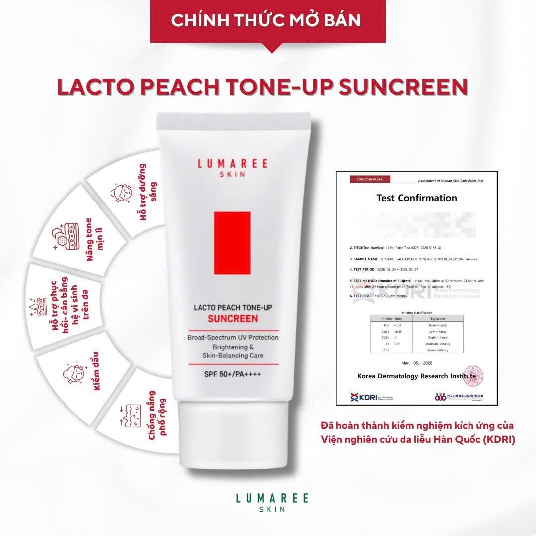 Kem Chống Nắng Dưỡng Sáng Lumaree Lacto Peach Tone-Up Suncreen 50ml