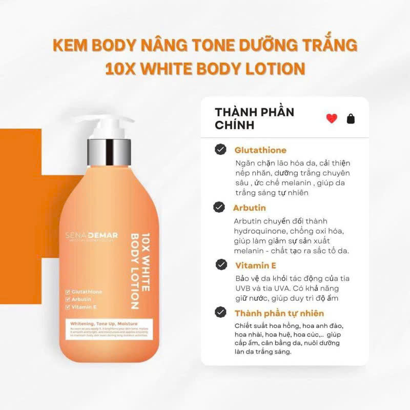 Kem dưỡng body Sena Demar 10x White Body Lotion dưỡng trắng 300ml