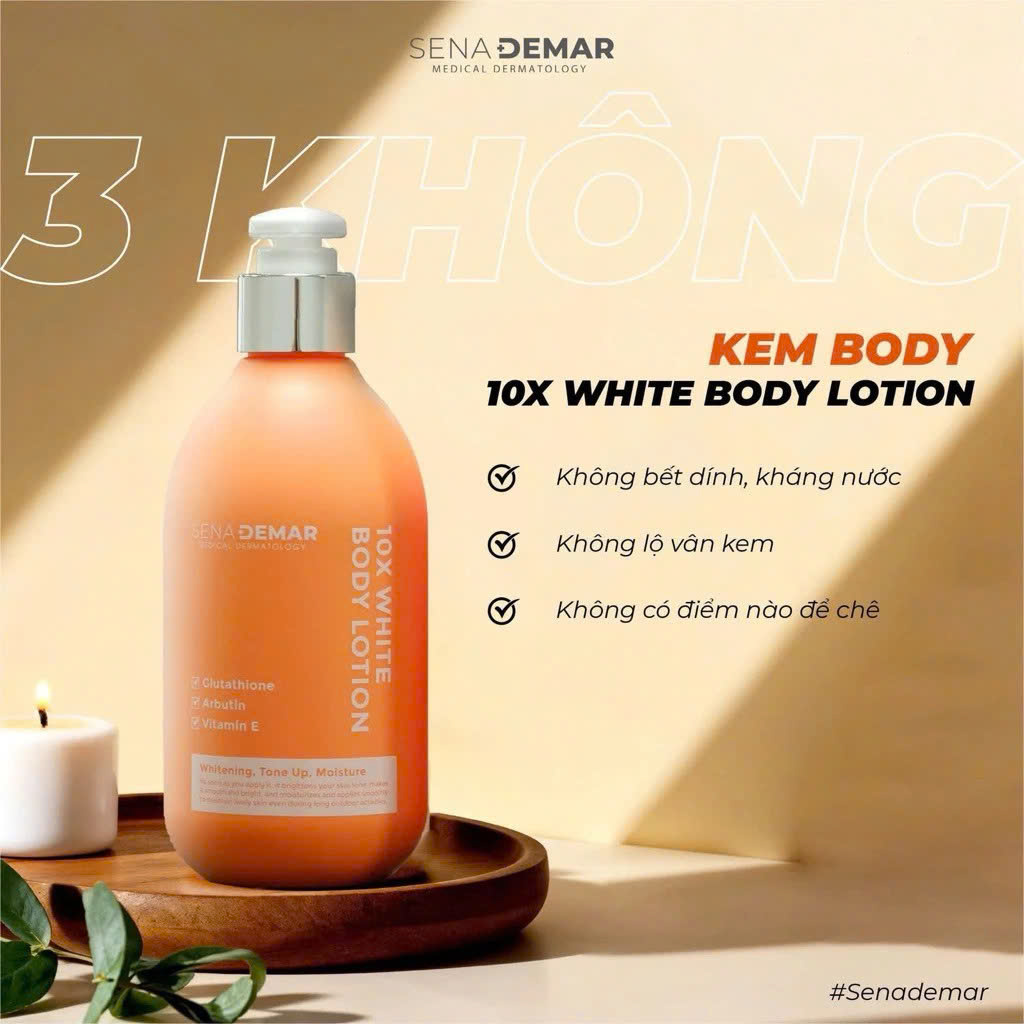 Kem dưỡng body Sena Demar 10x White Body Lotion dưỡng trắng 300ml