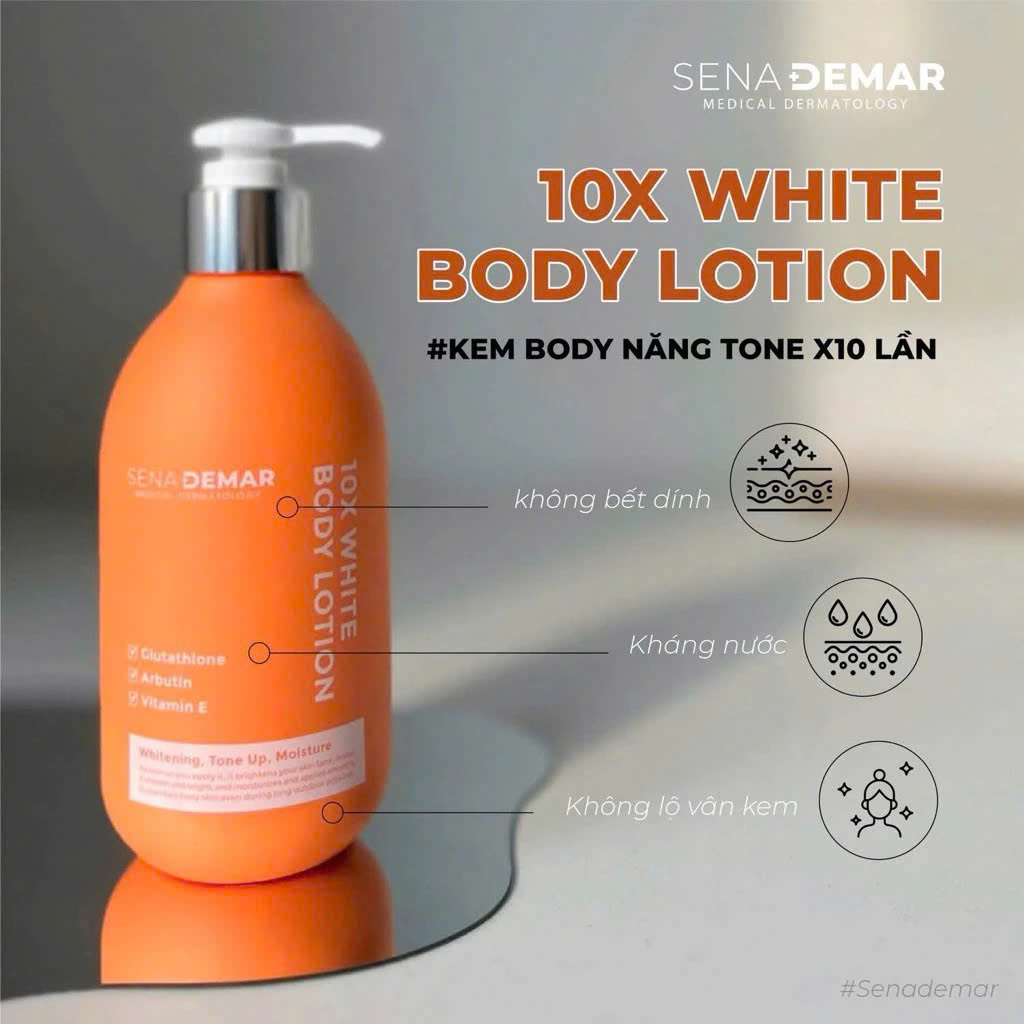 Kem dưỡng body Sena Demar 10x White Body Lotion dưỡng trắng 300ml