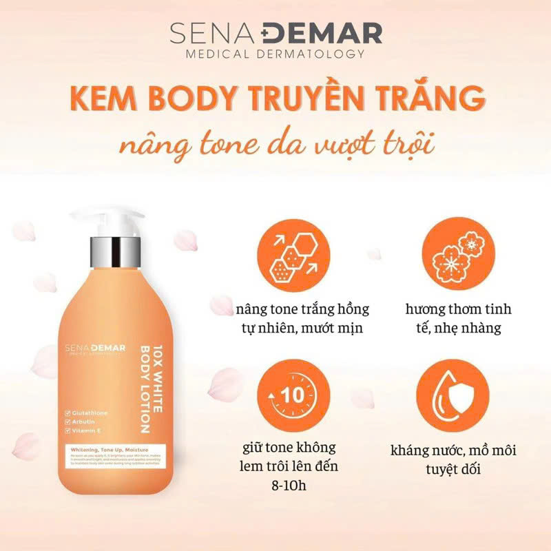 Kem dưỡng body Sena Demar 10x White Body Lotion dưỡng trắng 300ml