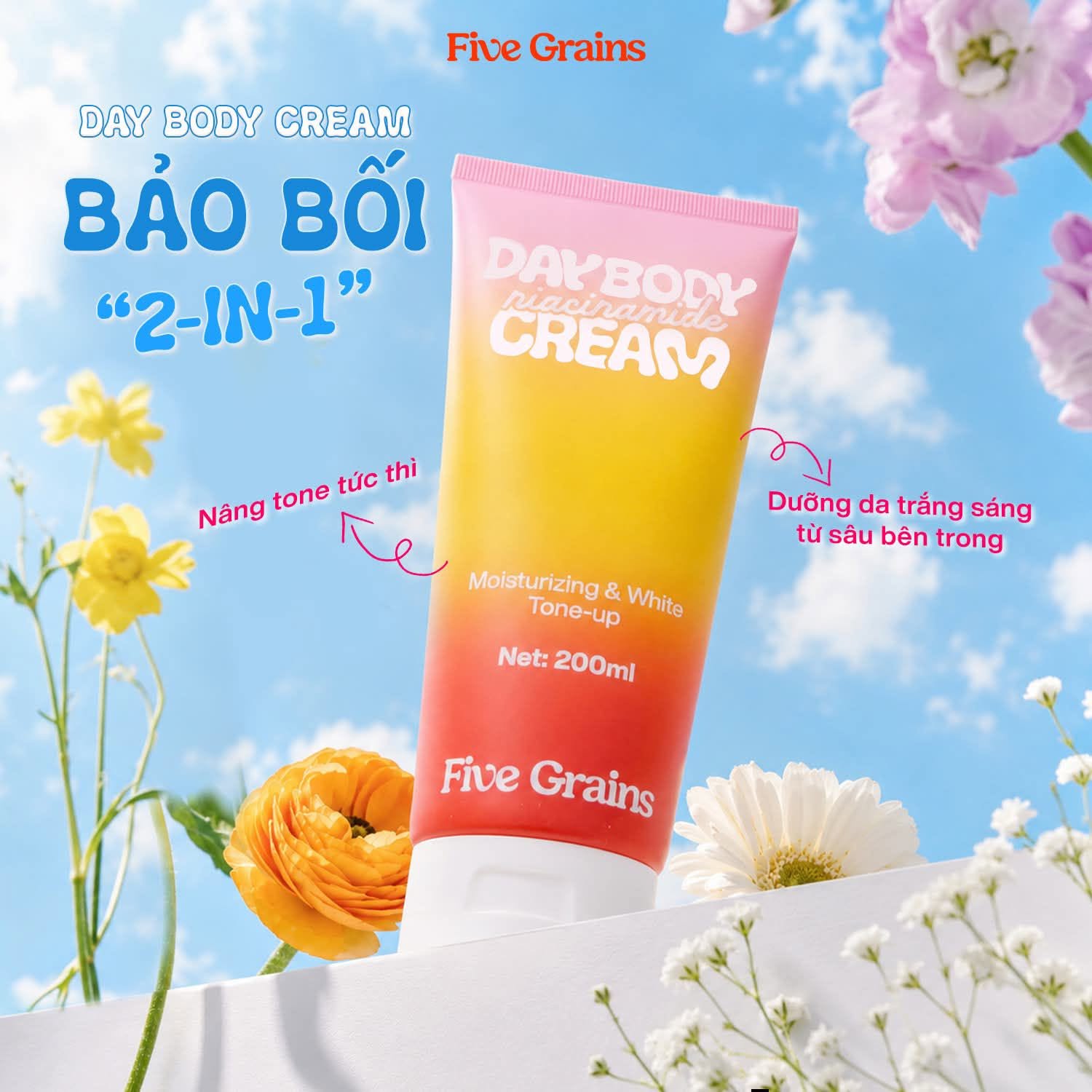 Kem Dưỡng Body Nâng Tông Tức Thì Five Grains 200ml Chính Hãng