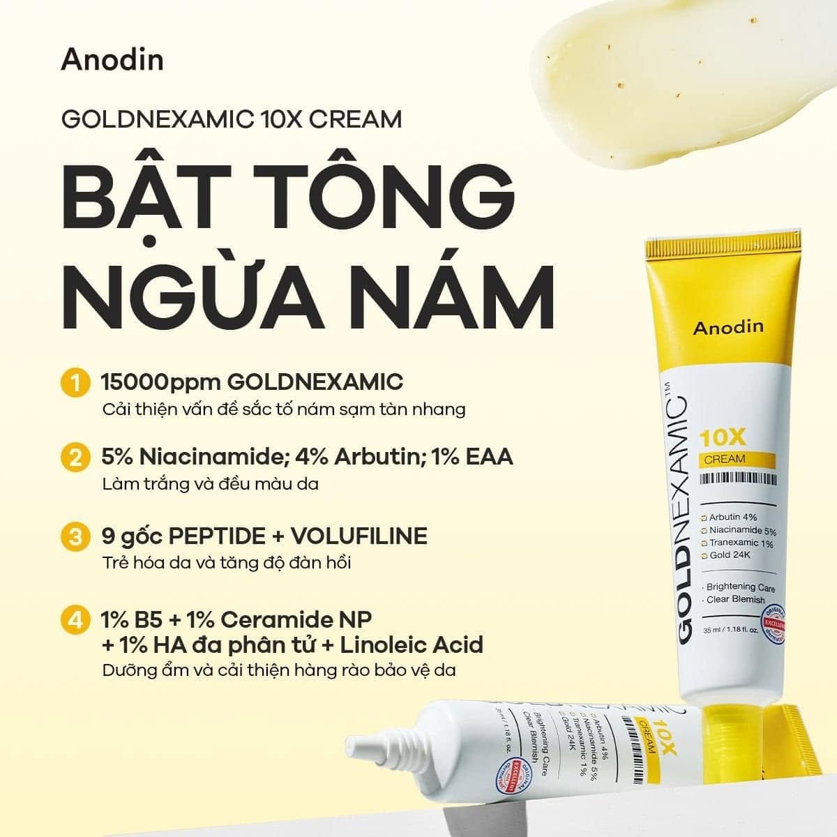 Kem trị nám Anodin GOLDNEXAMIC 10X Cream 35ml