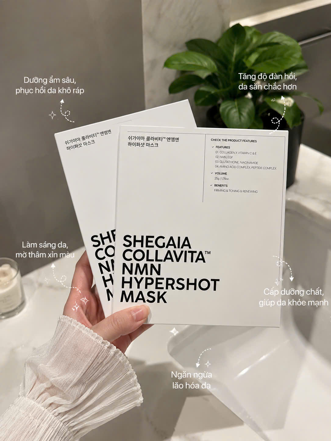 Mặt Nạ SHEGAIA Collavita NMN Hypershot Mask – Bí Quyết Tái Tạo, Phục Hồi & Trẻ Hóa Da Căng Bóng - Hộp 5 miếng