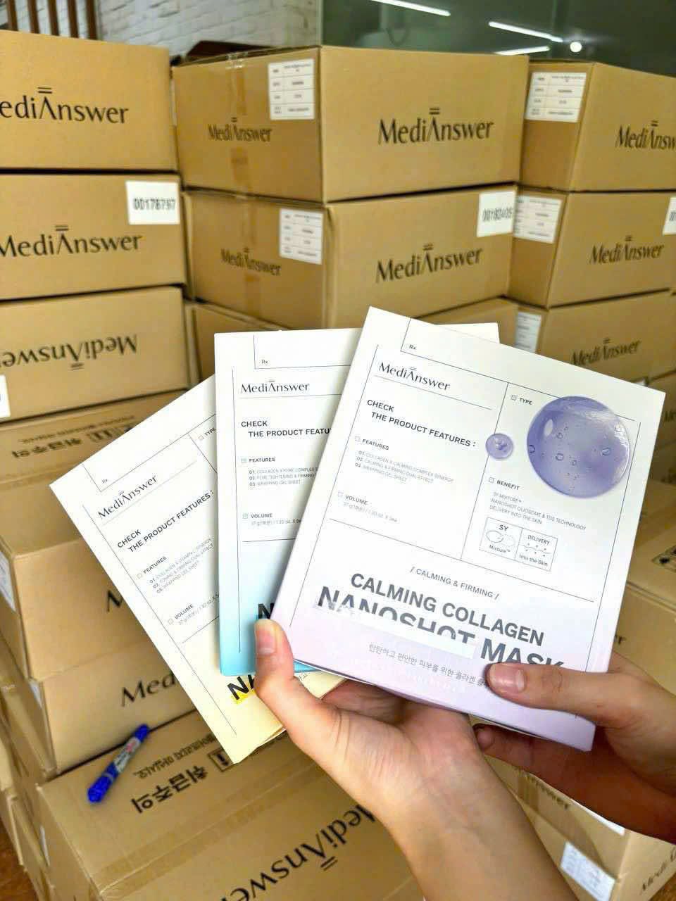 Mặt Nạ Thạch Medianswer Phục Hồi Dịu Da Calming Collagen Nanoshot Mask - Hộp 5 miếng