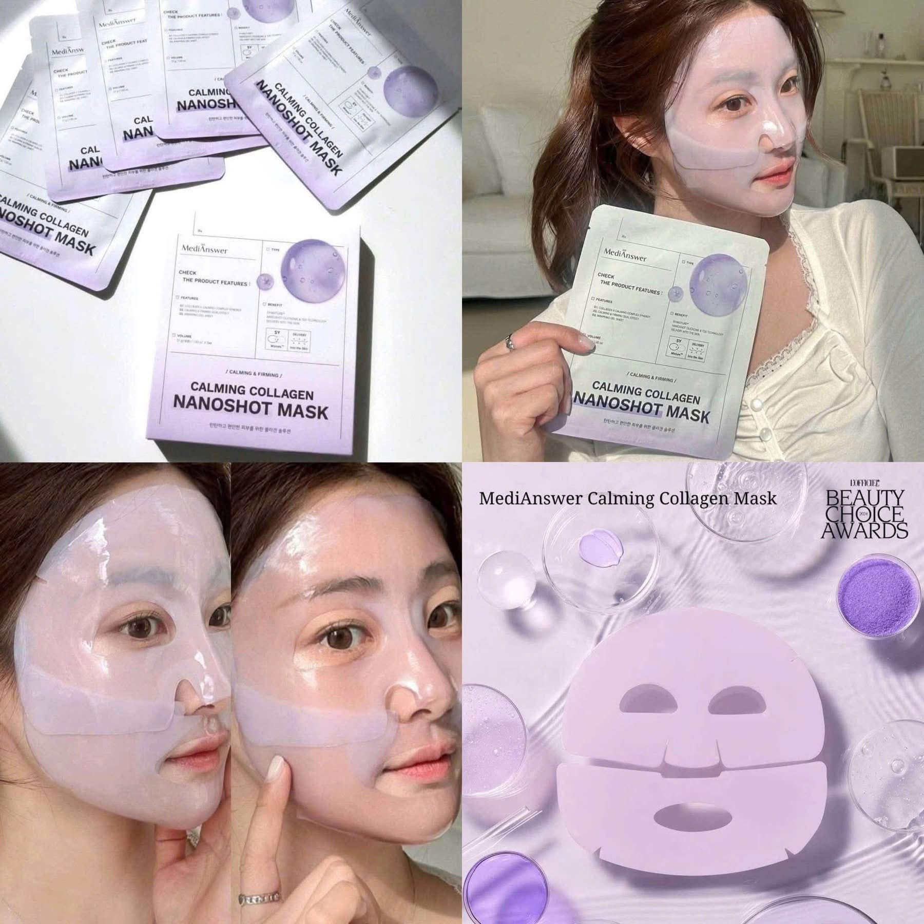 Mặt Nạ Thạch Medianswer Phục Hồi Dịu Da Calming Collagen Nanoshot Mask - Hộp 5 miếng