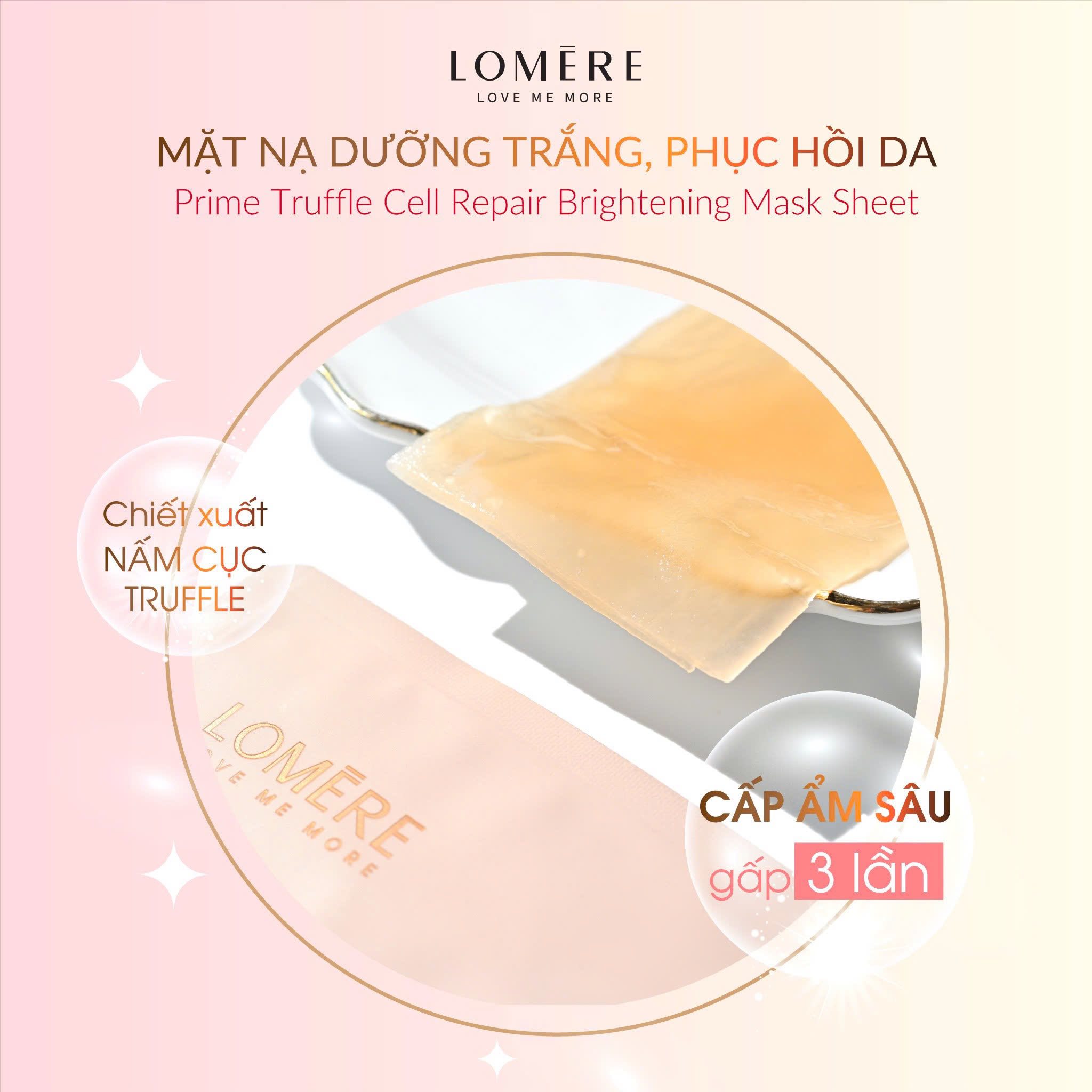 Mặt Nạ Trắng Da Phục Hồi Nấm Cục Truffle Lomere -Hộp 10 miếng