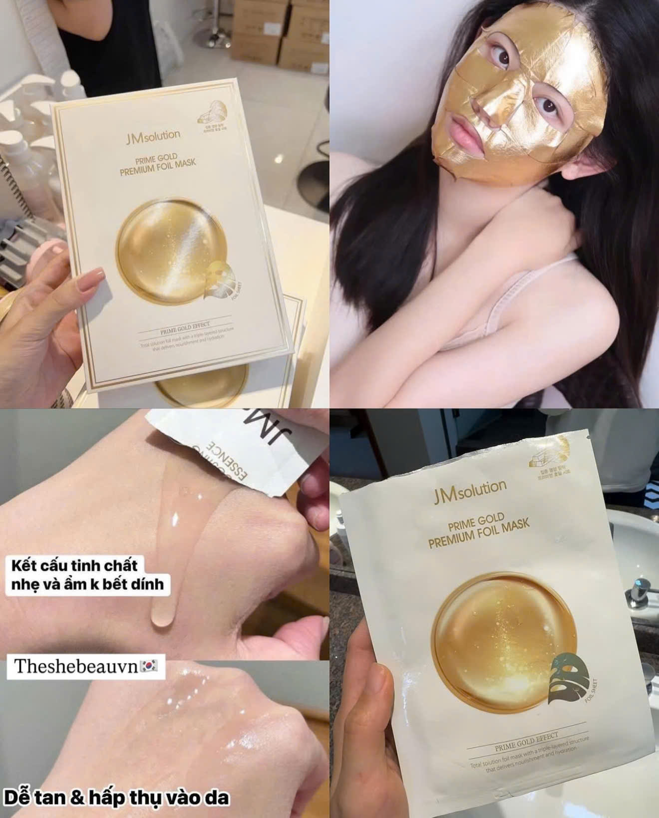 Mặt Nạ Vàng 24K Hỗ Trợ Cấp Ẩm Giảm Nếp Nhăn JM Solution Prime Gold Premium Foil Mask