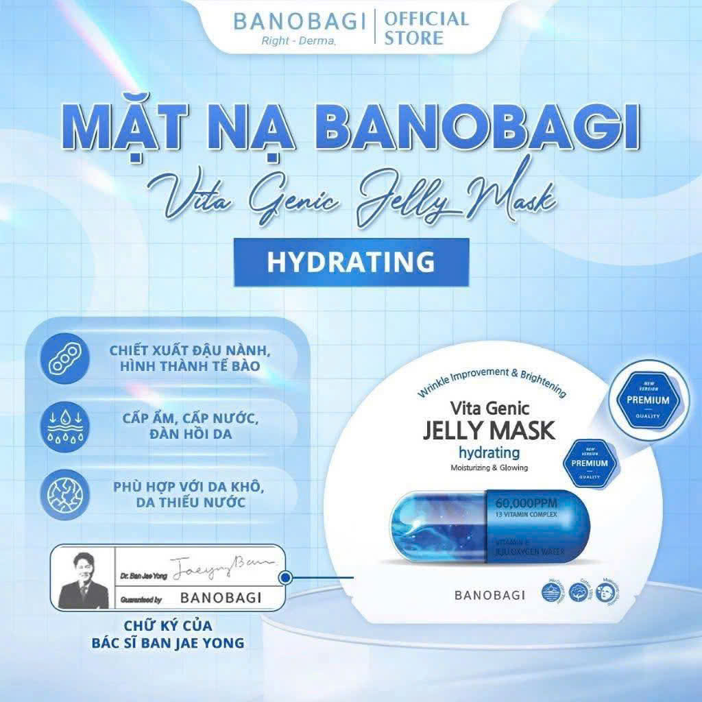 Mặt nạ Banobagi Vita Genic Jelly Mask Hydrating - Cấp Ẩm Chuyên Sâu (màu xanh dương)