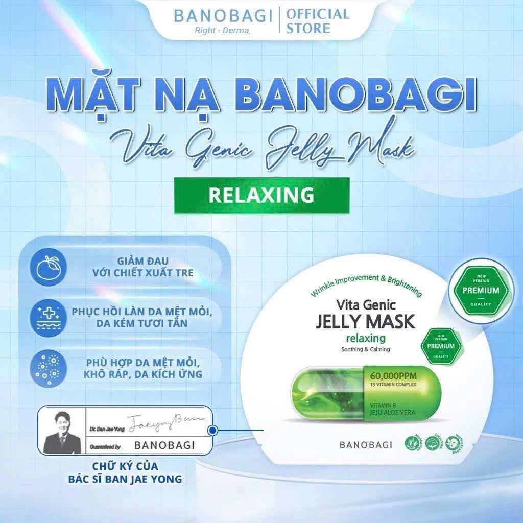 Mặt nạ Banobagi Vita Genic Jelly Mask Rexlaxing - Thư Giãn Làn Da (màu xanh lá)