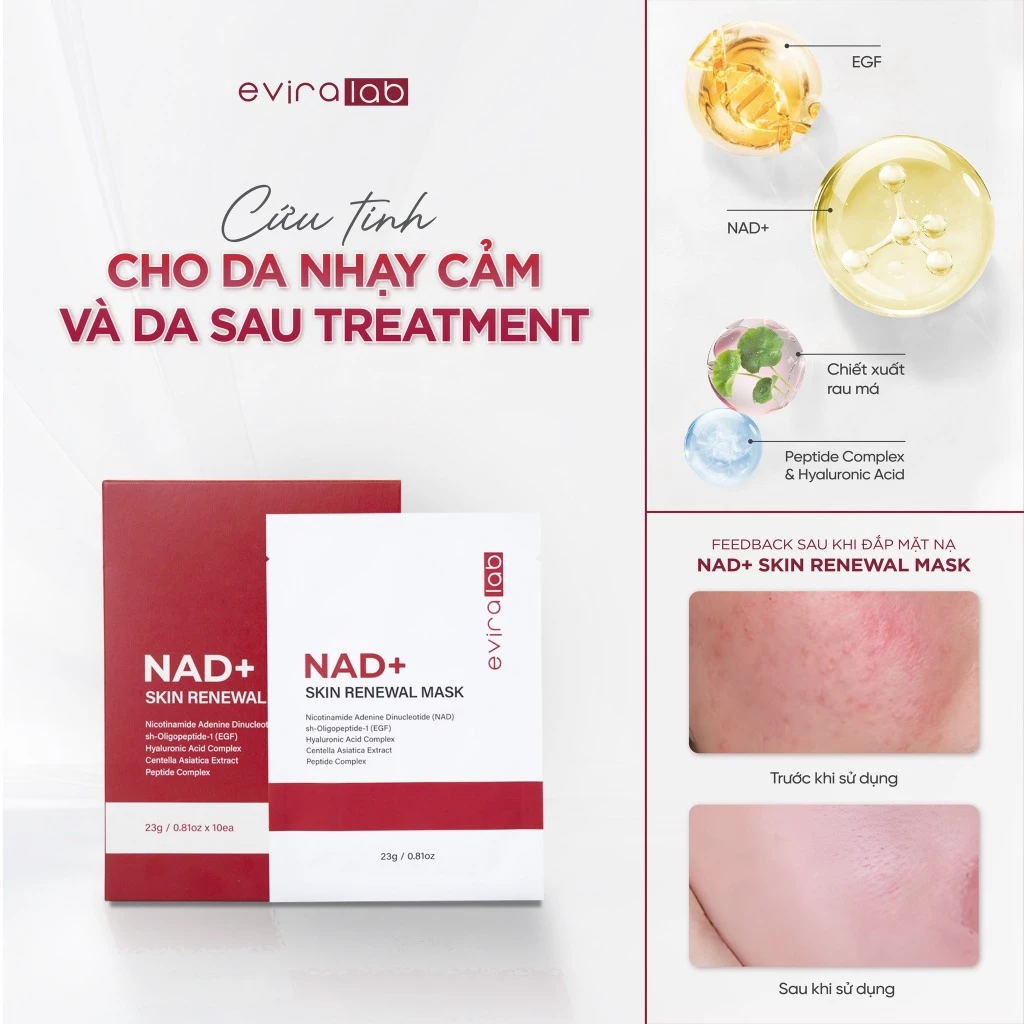 Mặt nạ Eviralab NAD+ Skin Renewal Mask (hộp 10 miếng)