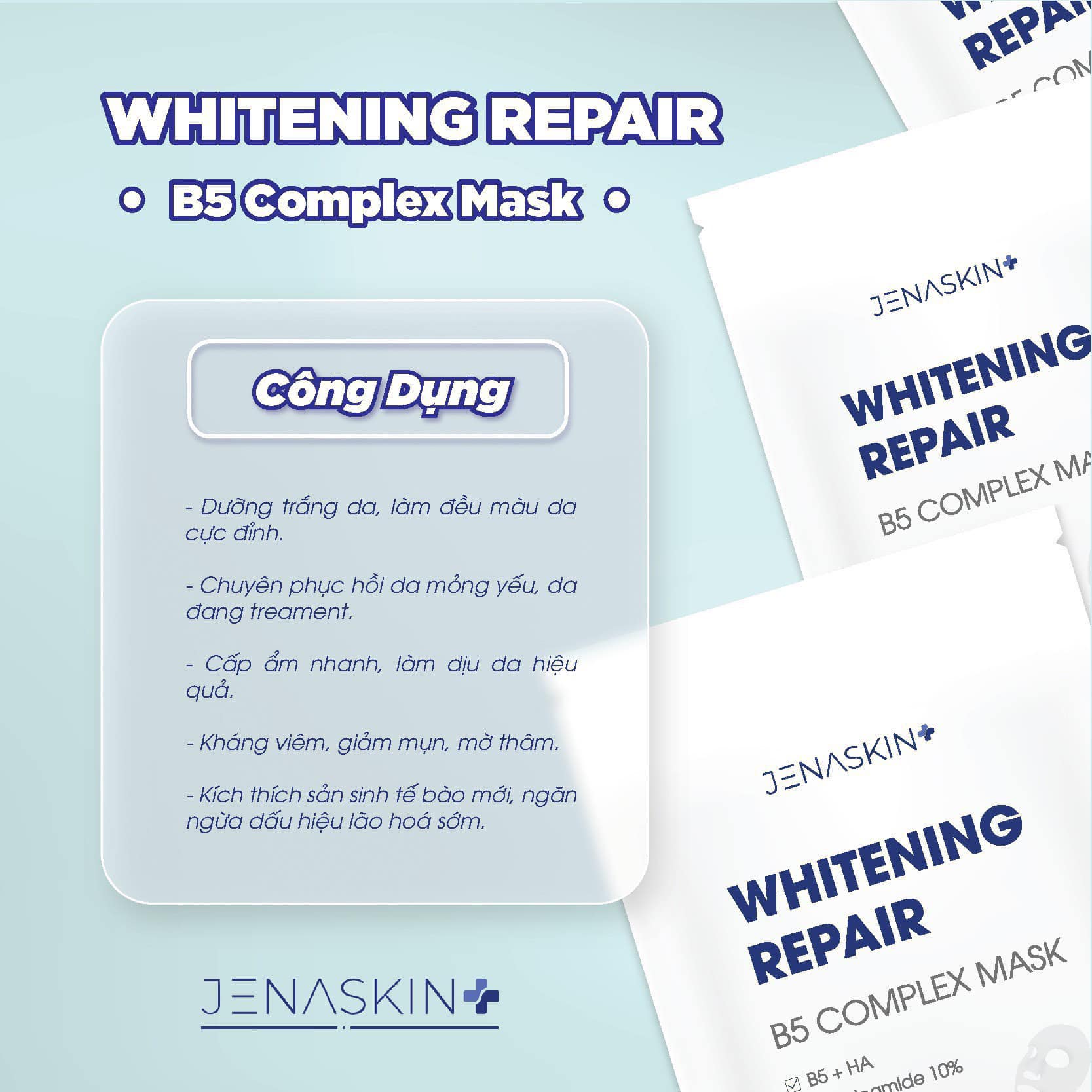 Mặt nạ cấp ẩm phục hồi Whitening Repair B5 Complex Mask Jenaskin - 1 miếng