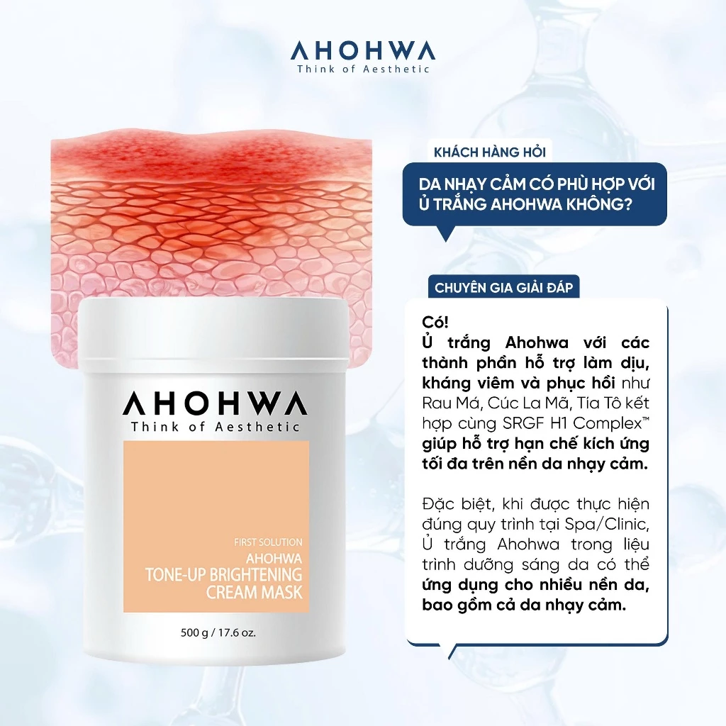 Mặt nạ ủ trắng dạng kem Ahohwa tone-up brightening cream 100ml