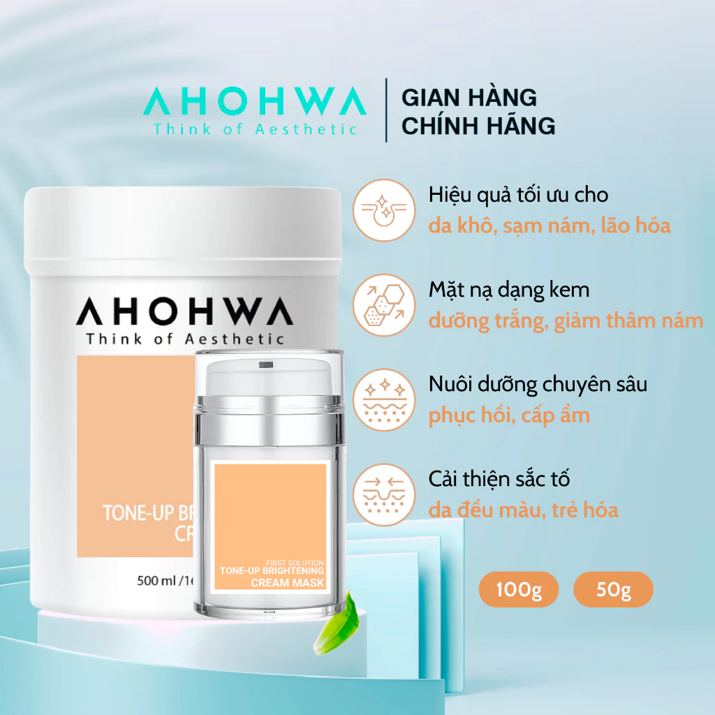 Mặt nạ ủ trắng dạng kem Ahohwa tone-up brightening cream 100ml