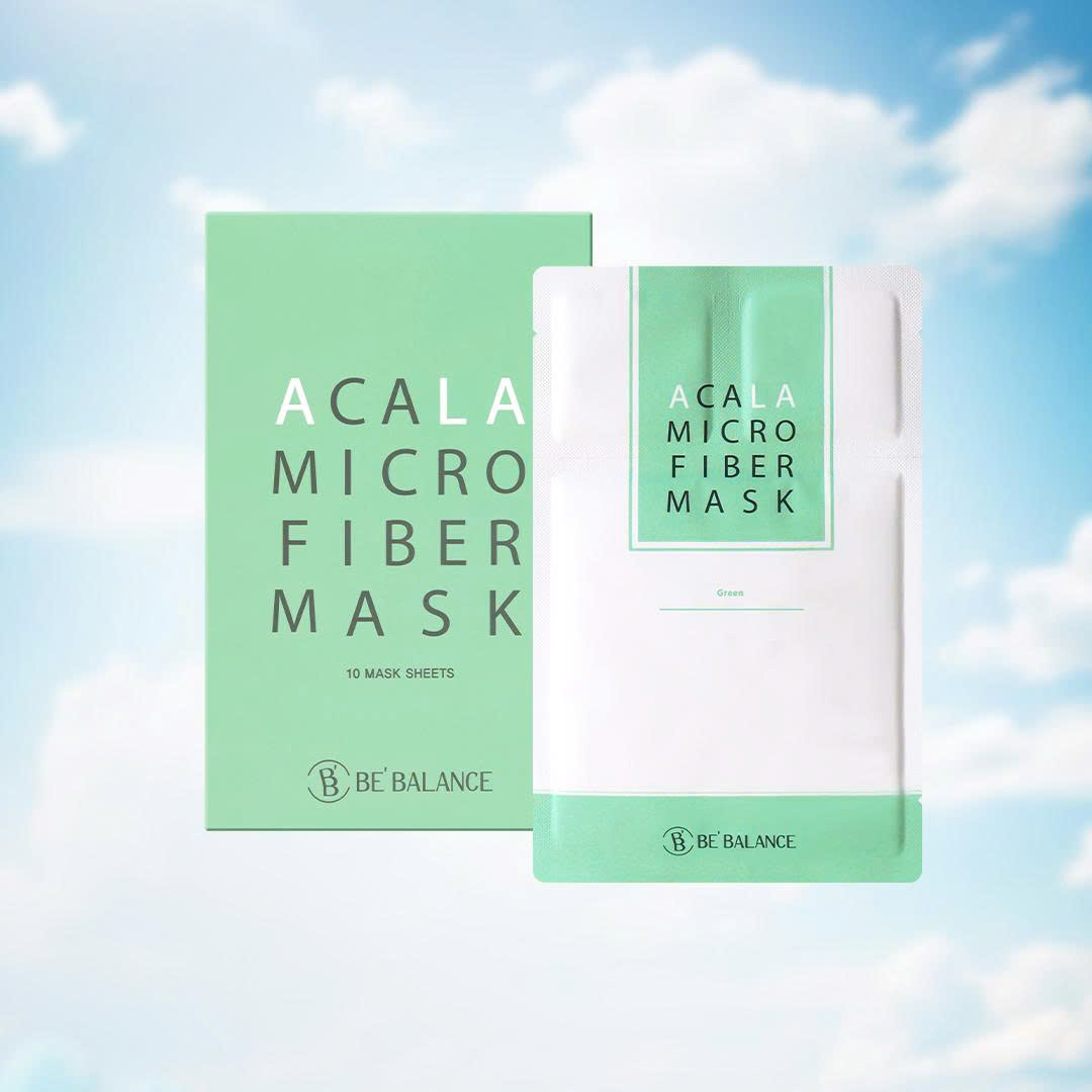 Mặt nạ vải vi sợi Giảm Mụn Bebalance Acala Micro Fiber Mask 3in1 (1 hộp/ 10 cái) - màu xanh lá