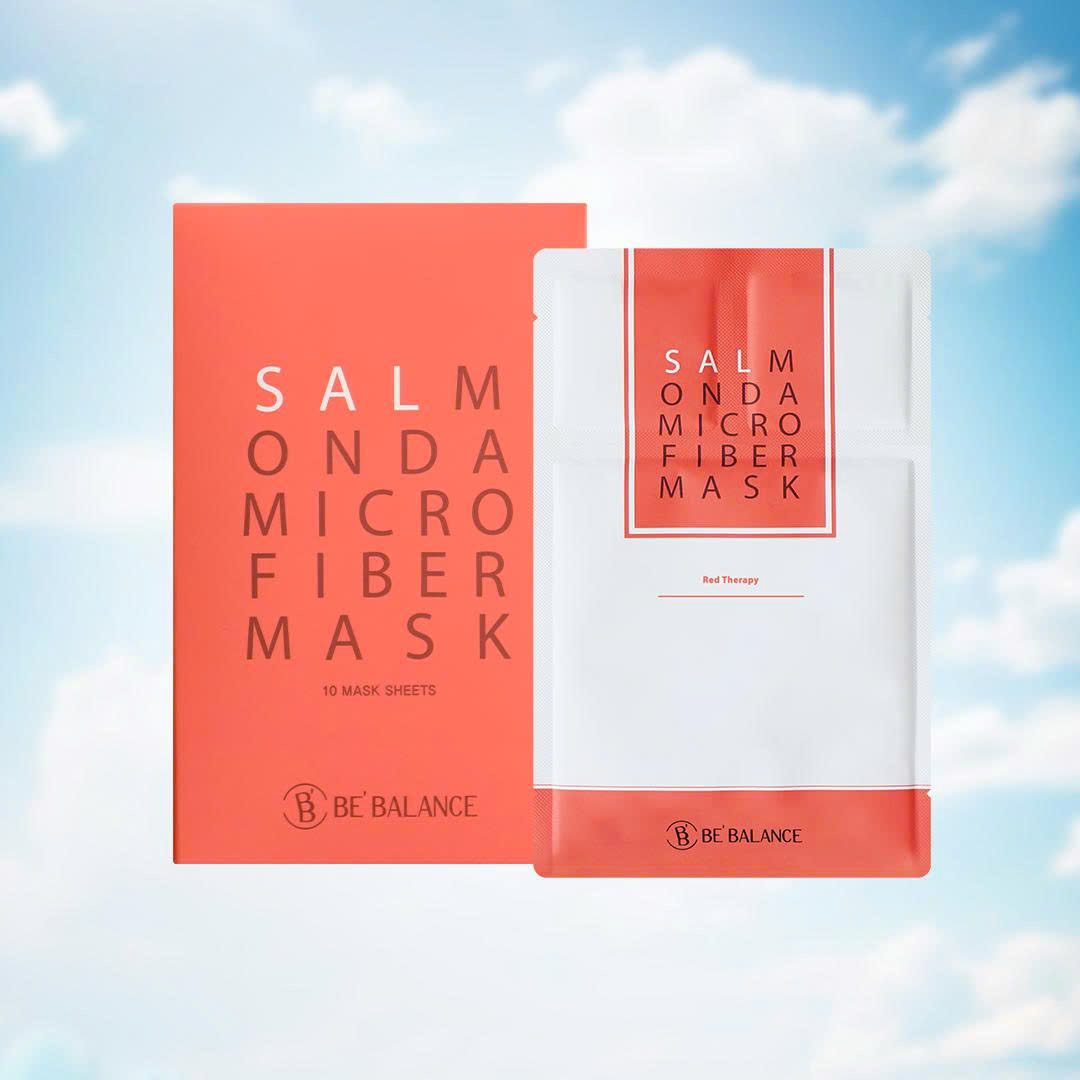 Mặt nạ vải vi sợi Bebalance Salmon Da Micro Fiber Mask 3in1 (1 hộp/ 10 cái) màu đỏ