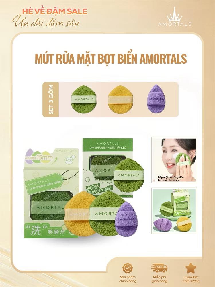 Mút Rửa Mặt AMORTALS Dạng Giọt Nước Hỗ Trợ Rửa Mặt Chuyên Sâu