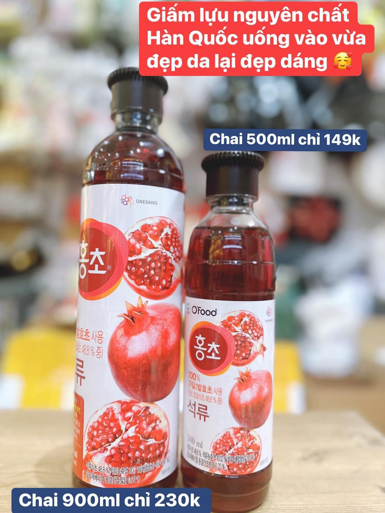 Nước Uống Giấm Hữu Cơ Lên Men Vị Lựu 900ml