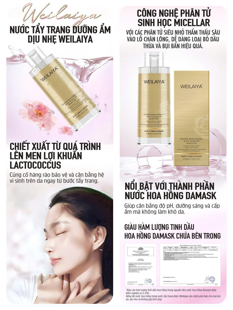 Nước tẩy trang Weilaiya- làm sạch sâu mọi lớp trang điểm