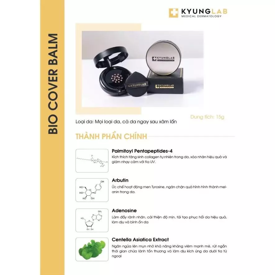 Phấn nước Kyung Lab Bio Cover Balm - Cushion dành cho da treatment (Fairlight: Tone tự nhiên)