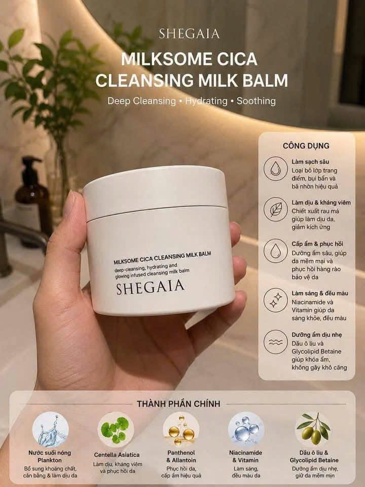 Sáp tẩy trang Shegaia Milksome Cica Cleansing Milk Balm