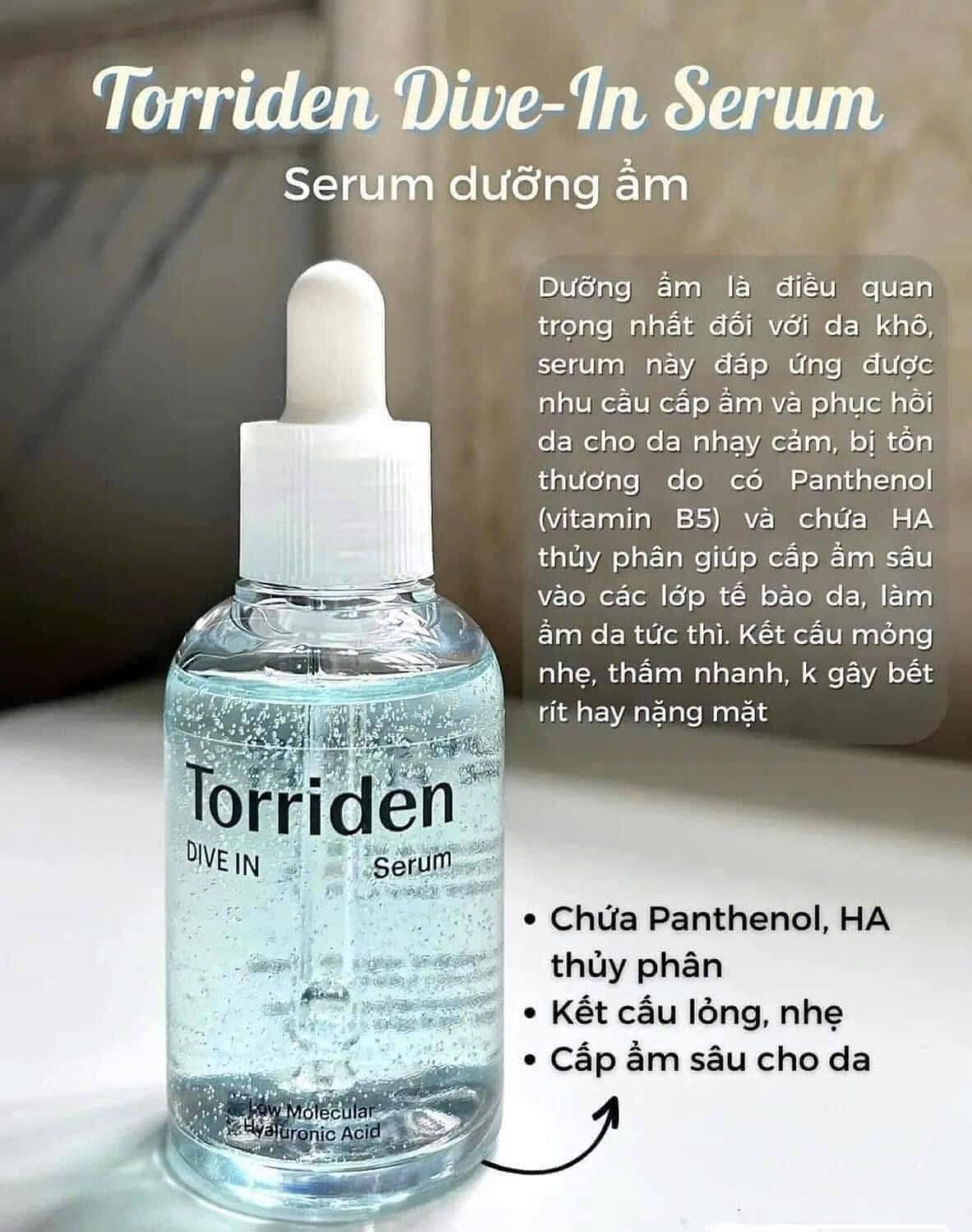 Serum Torriden Dive-In Hyaluronic Acid dưỡng ẩm , làm sáng da 50ml