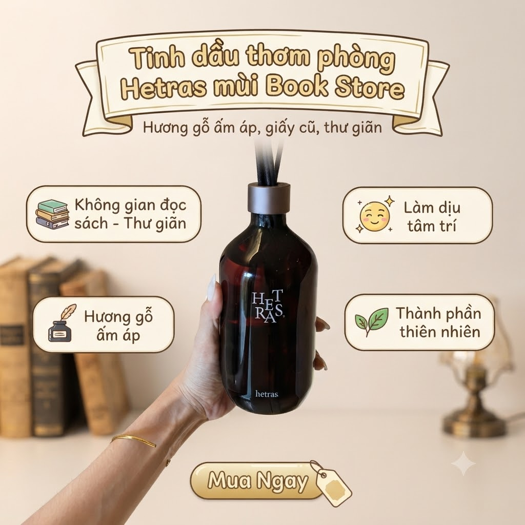 Set 2 Chai Tinh Dầu Nước Hoa Khuếch Tán Hương Thơm Hetras Book Store (500ml x 2)