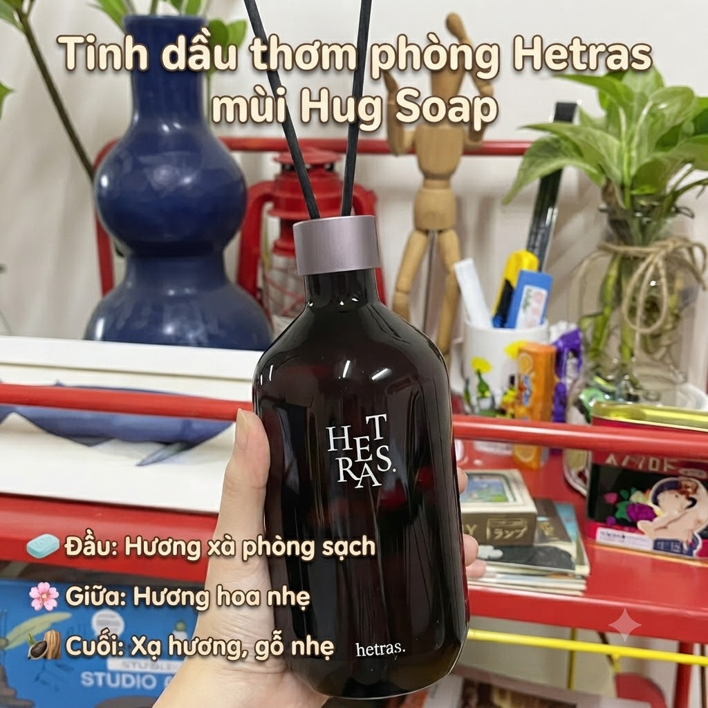 Set 2 Chai Tinh Dầu Nước Hoa Khuếch Tán Hương Thơm Hetras Hug Soap (500ml x 2)