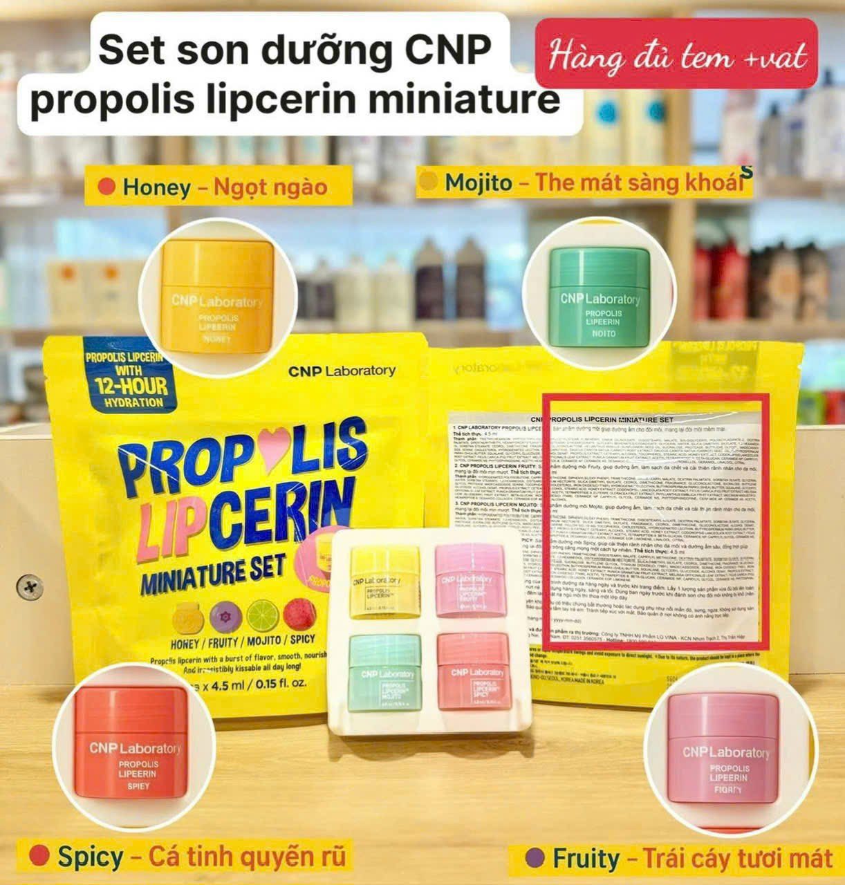 Set Son Dưỡng CNP Propolis Lipcerin Miniature - 4 hũ