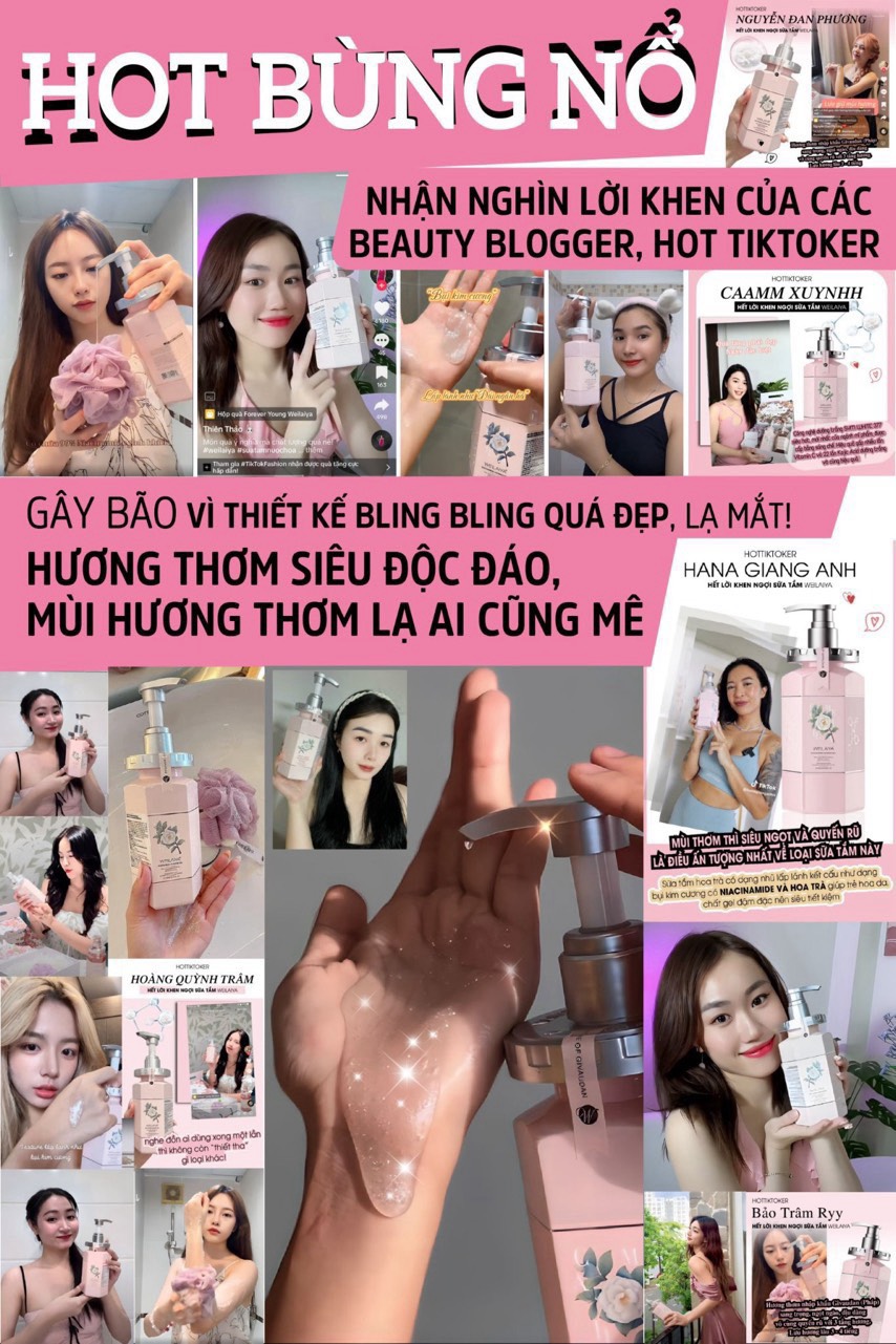 Set quà tặng cao cấp WEILAIYA: Combo 3 chai sữa tắm Cấp ẩm và Dưỡng trắng da - Hương thơm ngọt ngào, trẻ trung, sang chảnh