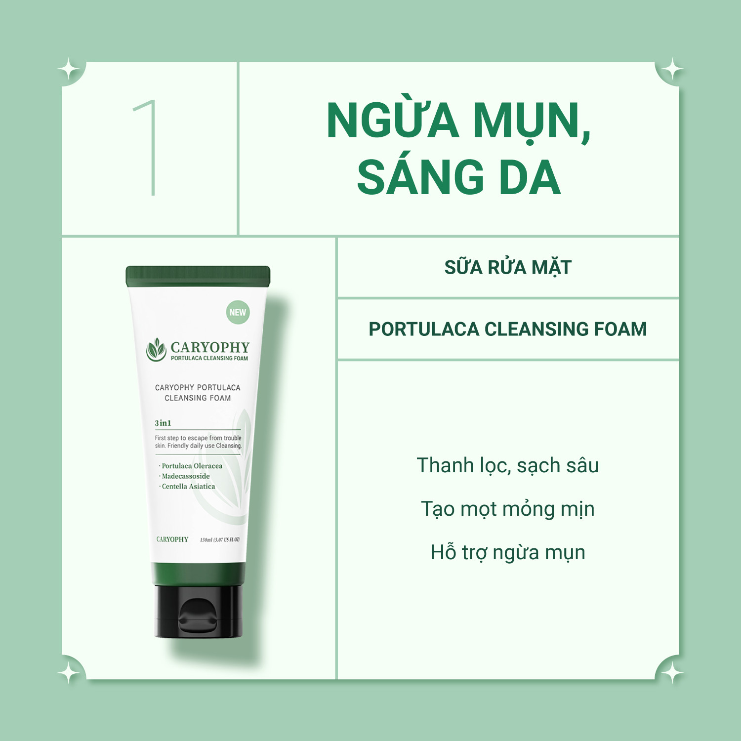 Sữa Rửa Mặt Caryophy Portulaca Cleansing Foam 150ml