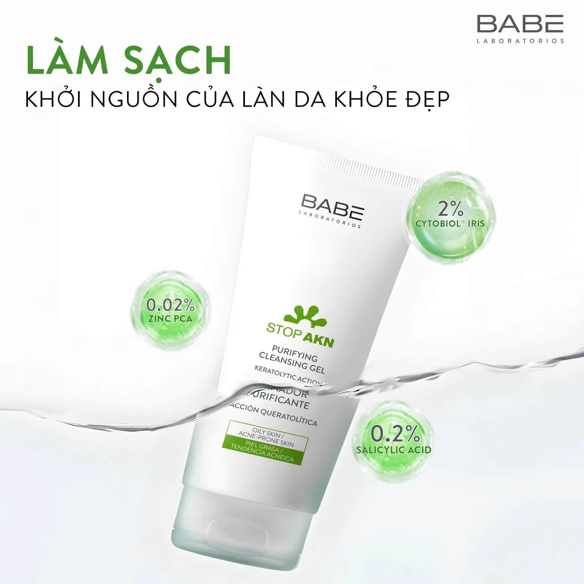 Sữa Rửa Mặt BABÉ Stop AKN Purifying Cleansing Gel 200ml