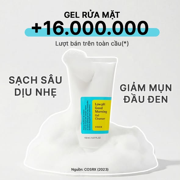 Sữa Rửa Mặt Gel COSRX Low pH Good Morning 150ml - Làm Sạch Dịu Nhẹ, Kháng Khuẩn Tràm Trà, Phù Hợp Da Nhạy Cảm, Dầu, Mụn