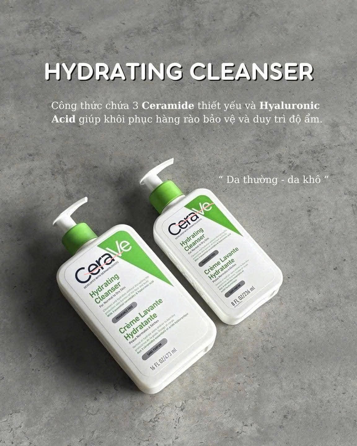 Sữa rửa mặt Cerave 473ml dành cho da khô - xanh lá