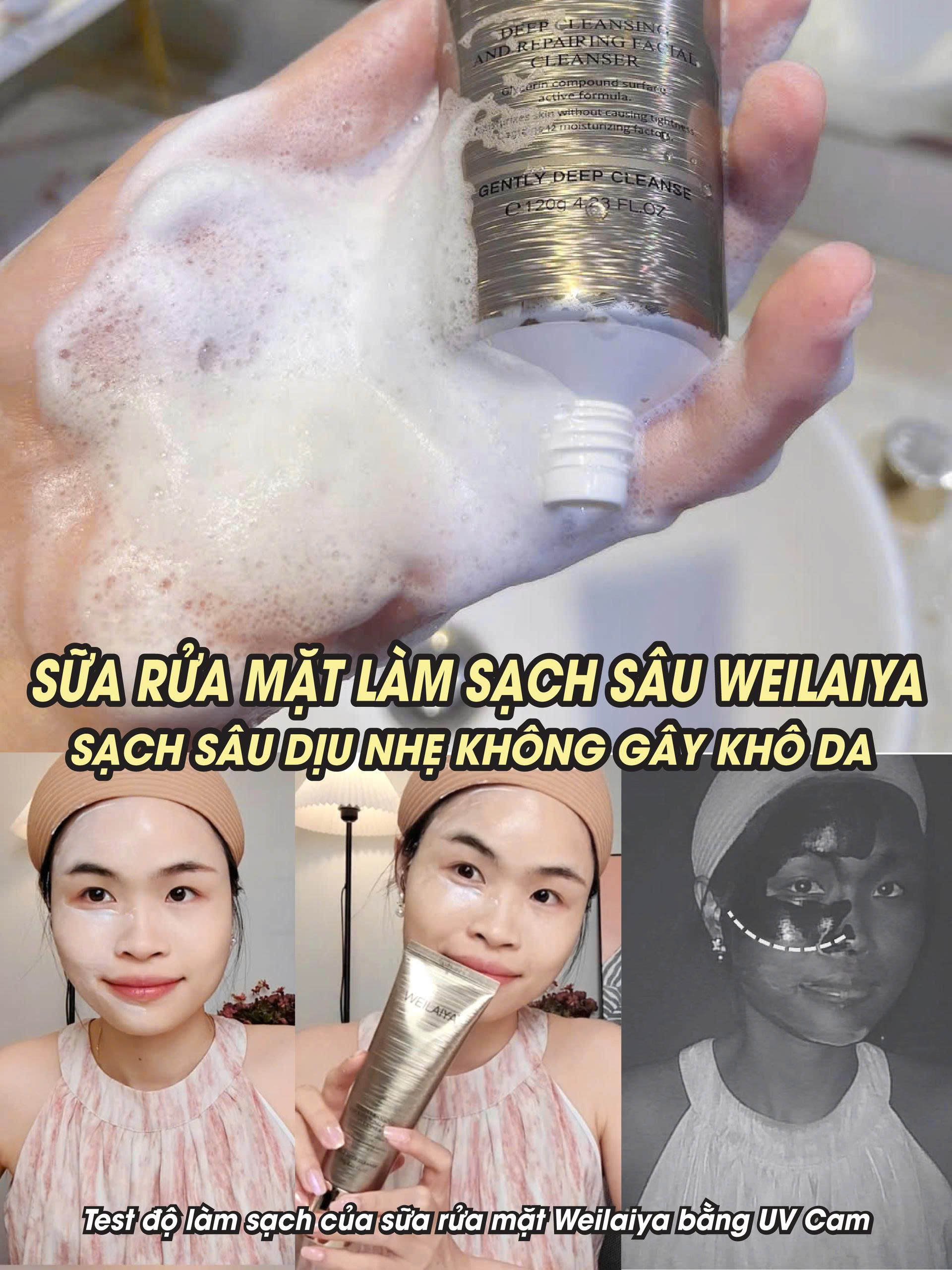 Sữa rửa mặt Weilaiya AMINO ACID làm sạch sâu cho da